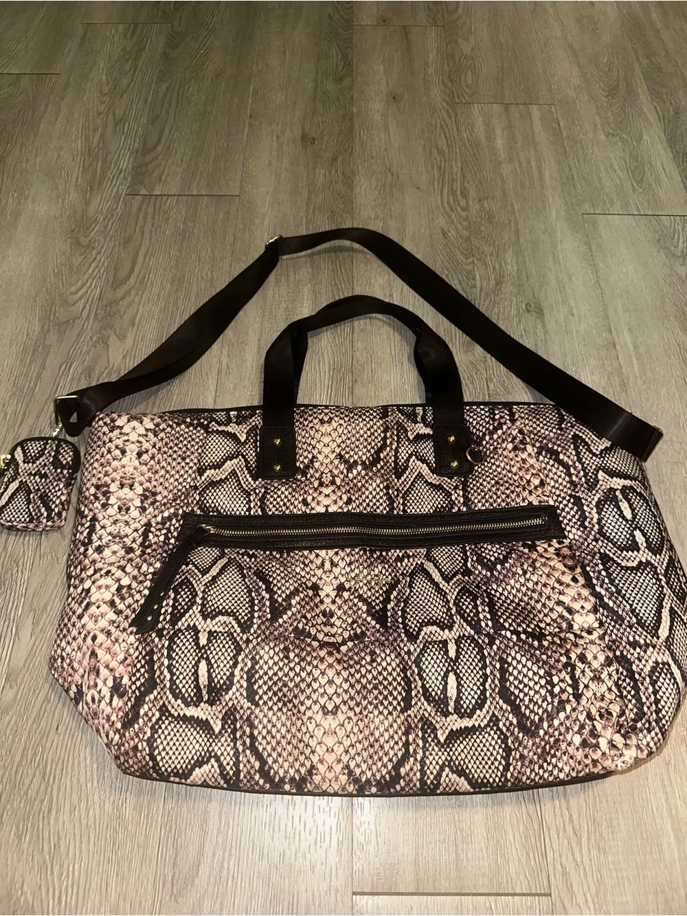 Jessica Simpson "Natalie Weekender" Snake Print Duffel Tote Bag